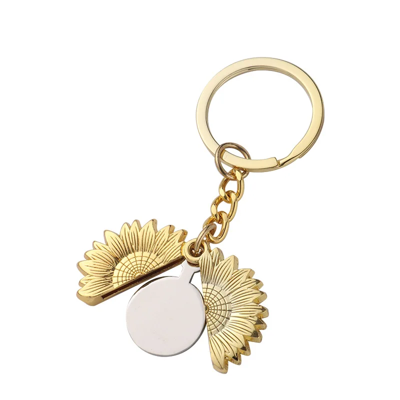 Sublimation Keychain Sunflower Keychain DIY Blank Angel Wing Keyring For Heat Transfer Print Logo Photo