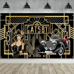 1920s Photography Background Black And Gold Roaring 20s Gatsby Birthday Party Backdrops For Wedding Art Vintage Dance Jazz