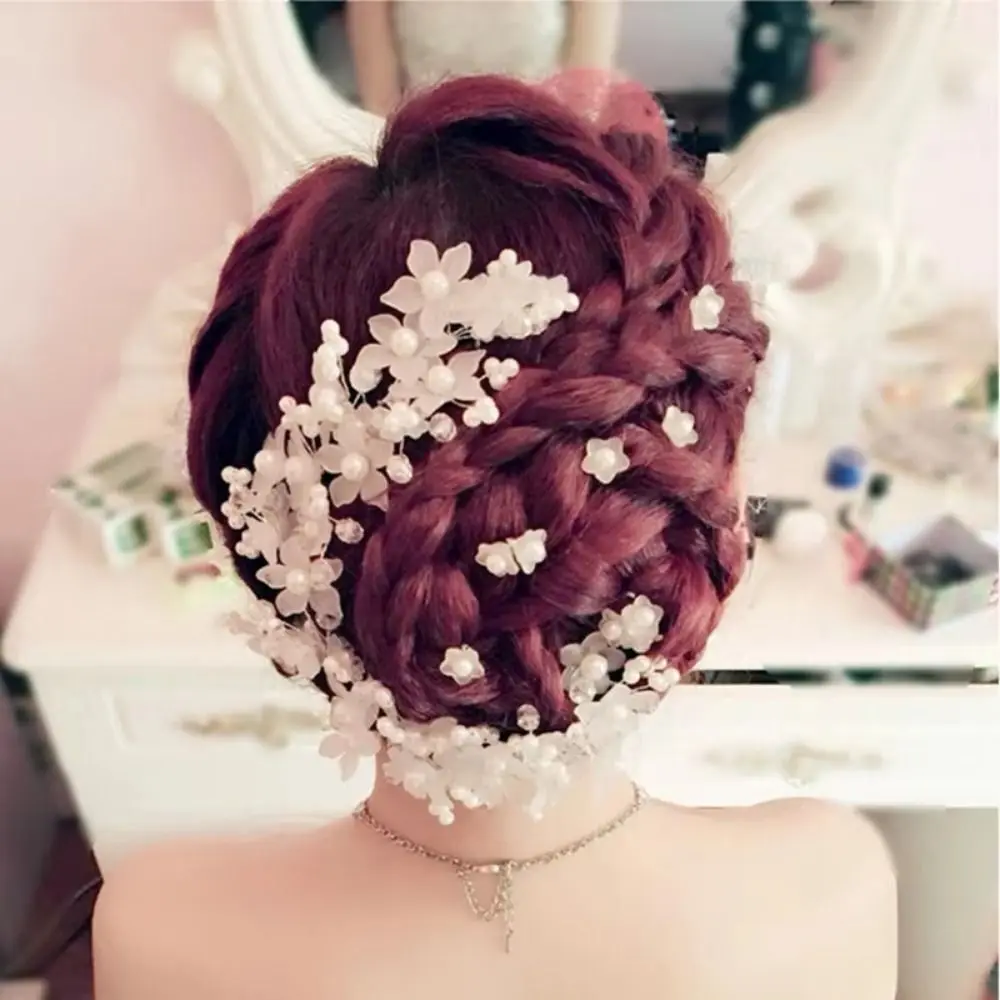 Exquisite Elegant Bridal Headwear Fairy Luxury Wedding Headdress Tassel Pearl Flower Barrettes Hair Accessories