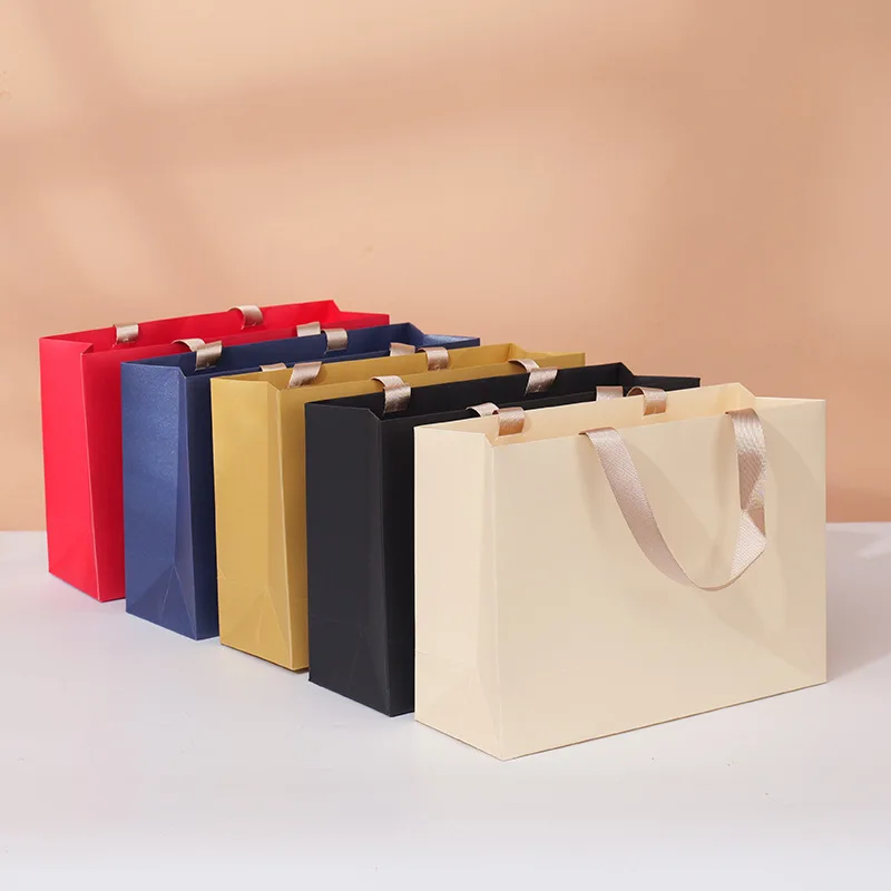 Sacchetti di carta Tote per matrimonio, compleanno, festa in casa, cosmetici, borsa per pacchetti di abbigliamento, borsa per la spesa, borsa regalo