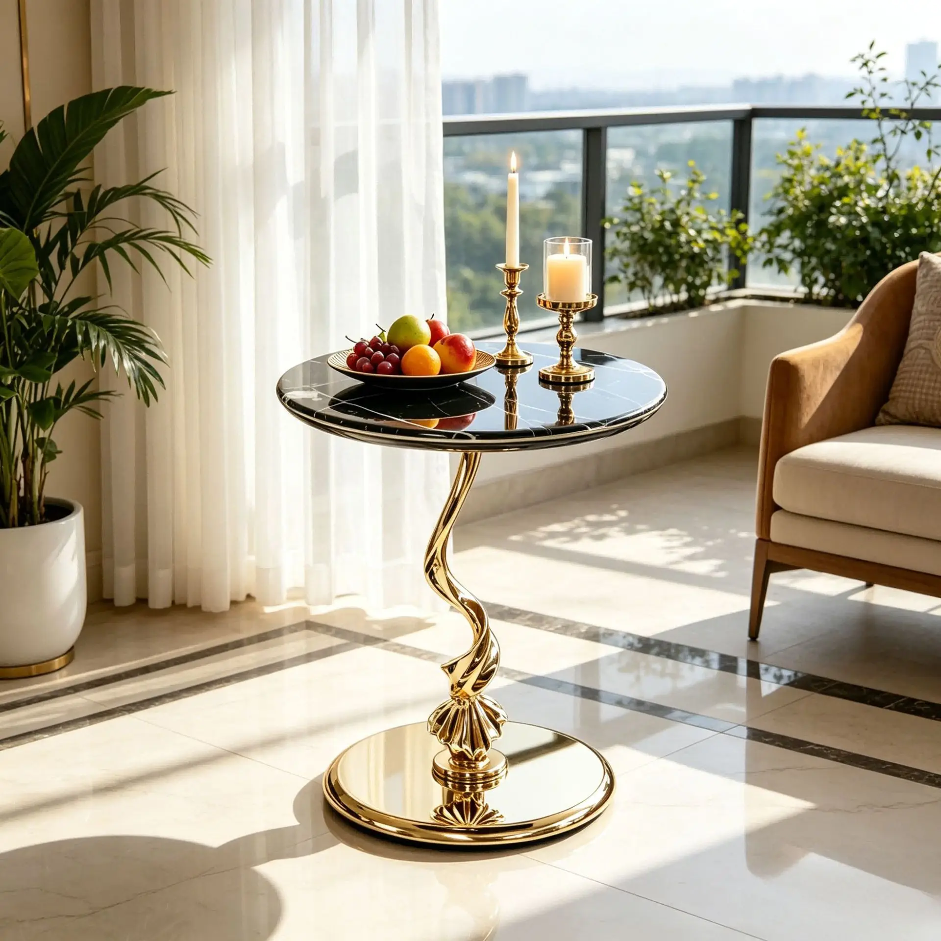 Designer Stone Side Table Home Tea Table Modern Minimalist Living Room Balcony Corner Sofa-Side Bedroom Bedside Small Table