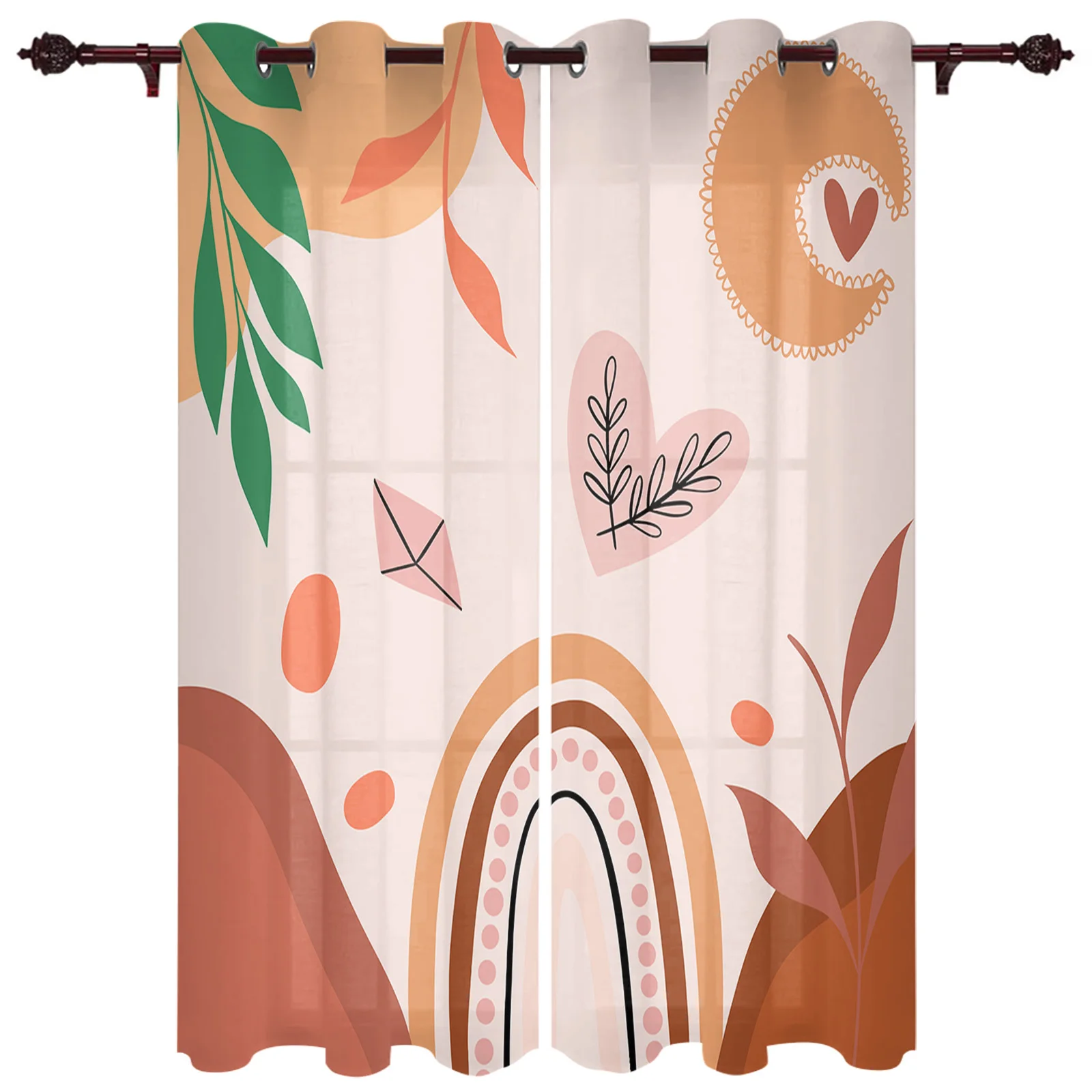 

Valentine'S Day Love Abstract Plants Window Curtains Living Room Bedroom Screens Modern Luxury Home Decor Valance Drapes