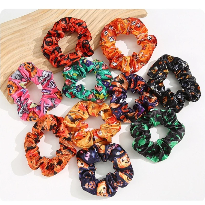 10 قطعة العلاقات الشعر هالوين المطاطية اليقطين شبح العنكبوت ويب الخفافيش توك شعر للنساء الفتيات ذيل حصان حامل رباط شعر الحبال