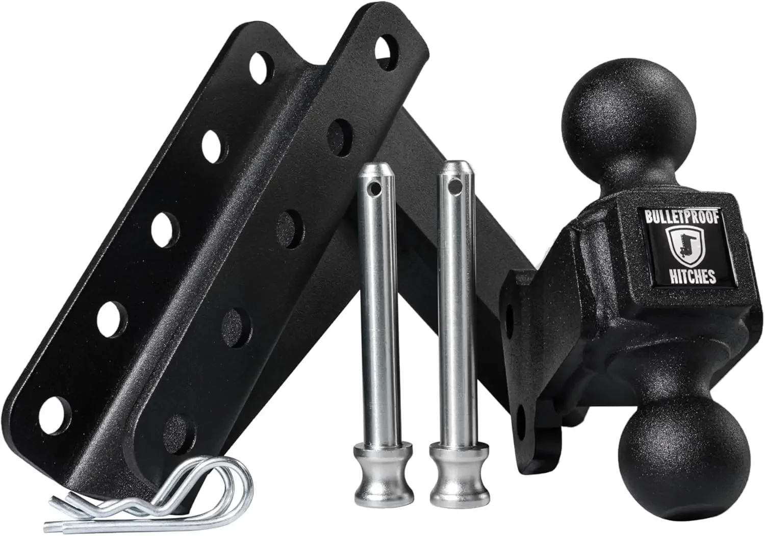 

2.0" Adjustable Medium Duty Trailer Hitch (14,000 lb. Rating) -Drop/Rise Trailer Hitch with 2" & 2-5/16" Dual Ball - Powder Coat