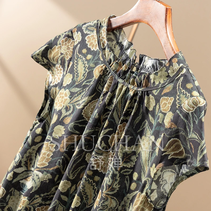 Retro Charm Designer Lace Stand-up Collar Bag, Rotator Sleeve Shirt Women 02E4 Blouses for Women Fashion