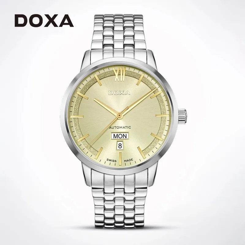 

DOXA Women's Automatic Mechanical Watch Business Casual Watch Round Dial Small Square Diamond 10Bar Waterproof Watch High-end