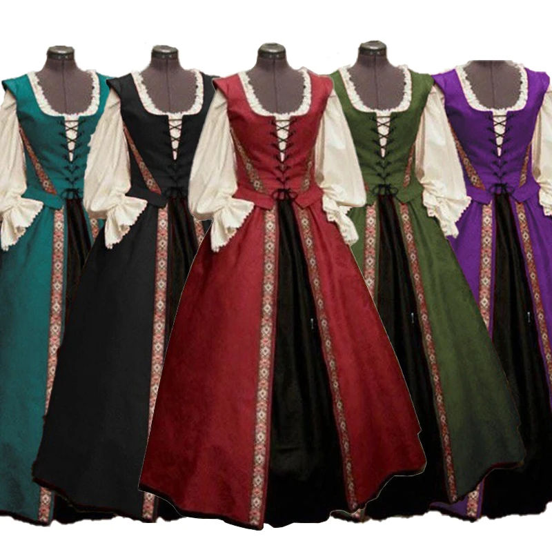 ensemble-robe-deux-pieces-pour-femme-style-renaissance-medievale-col-carre-taille-cintree-et-jupe-ample-robe-vintage