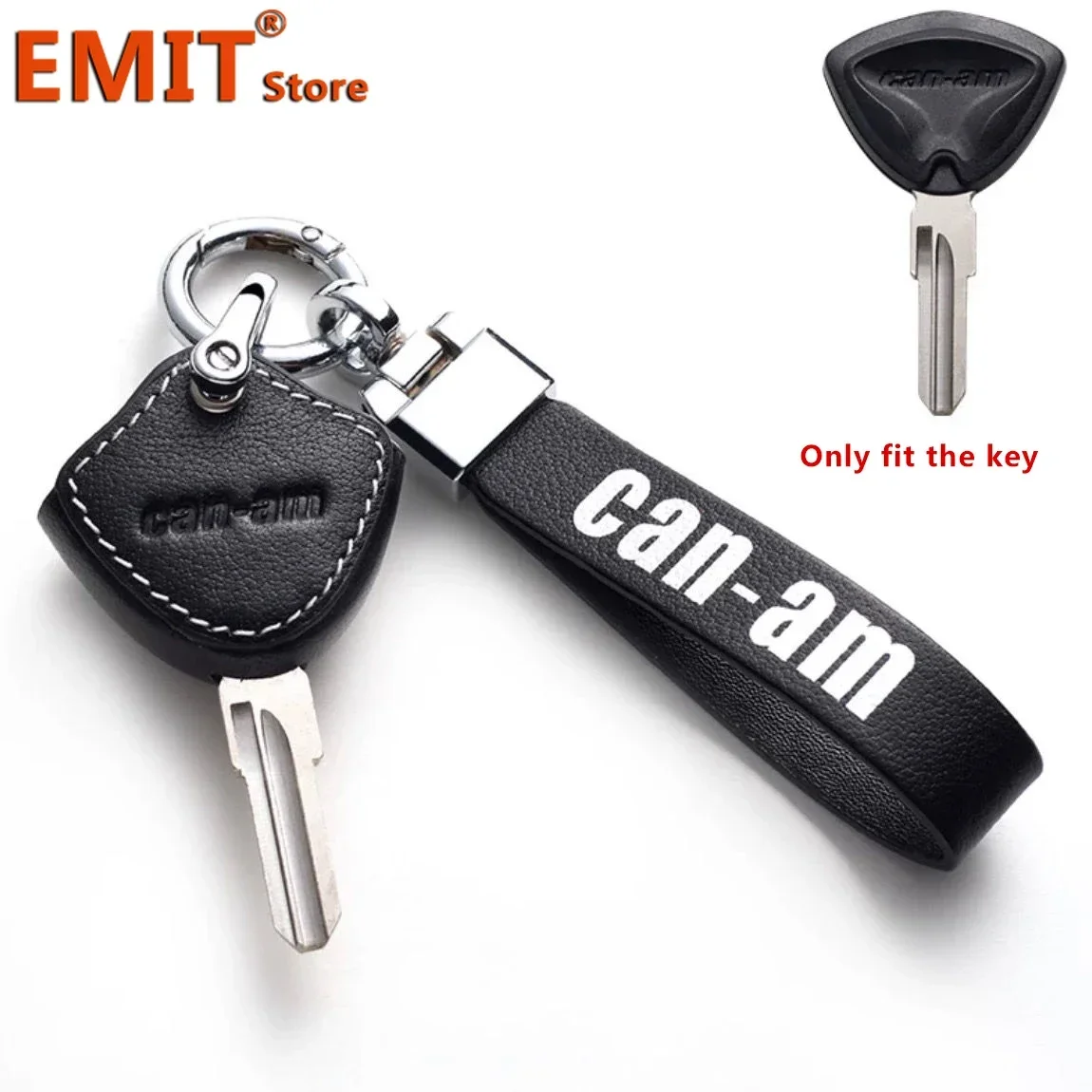 Motorcycle Key Case for BRP Bombardier Can-am Can Am Genuine Leather Motorbike Cover Protector Shell Ring Keychain Accessories