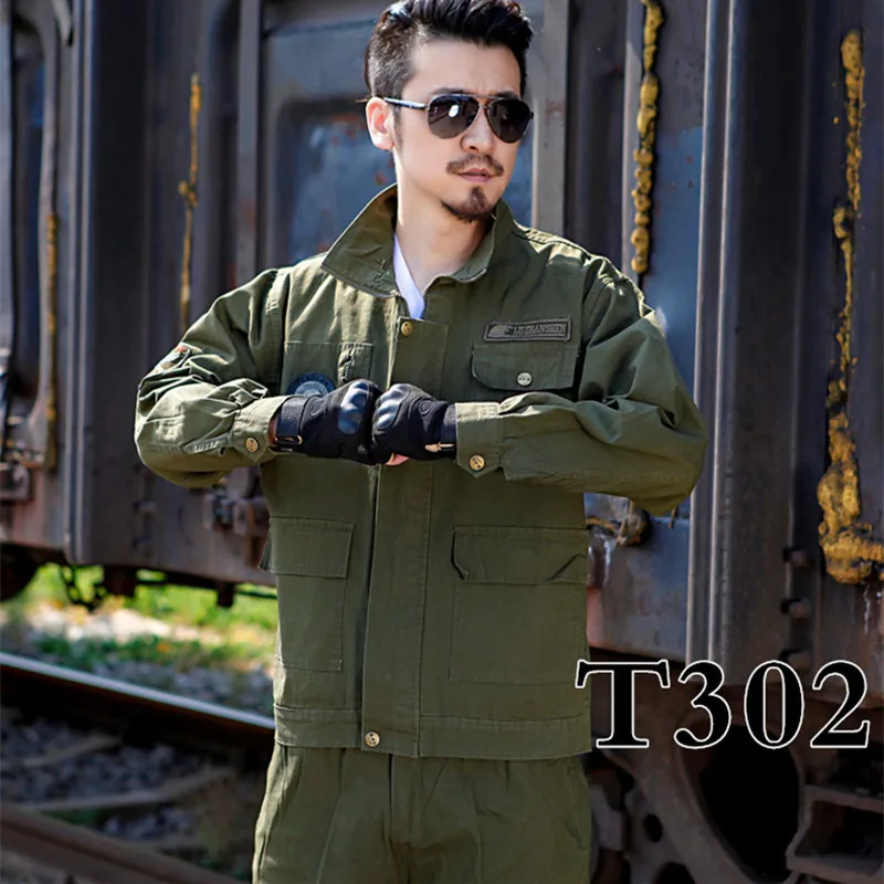 

Thiened Long Sve Work orm Set for Men Pure Cotton Autumn Winter Industrial Wear Resistant Dirt Proof Welding