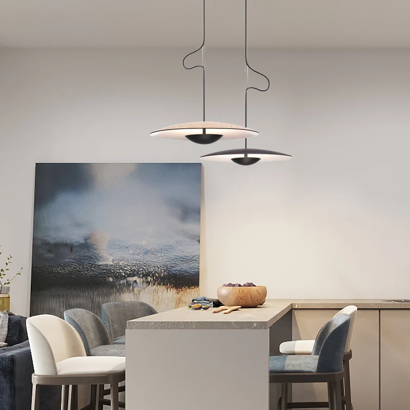 Imagem -02 - Nordic Design Led Pendant Lights Grão de Madeira Preto para Mesa Sala de Jantar Luzes Pingente de Cozinha Home Decor Pendurado Luminária