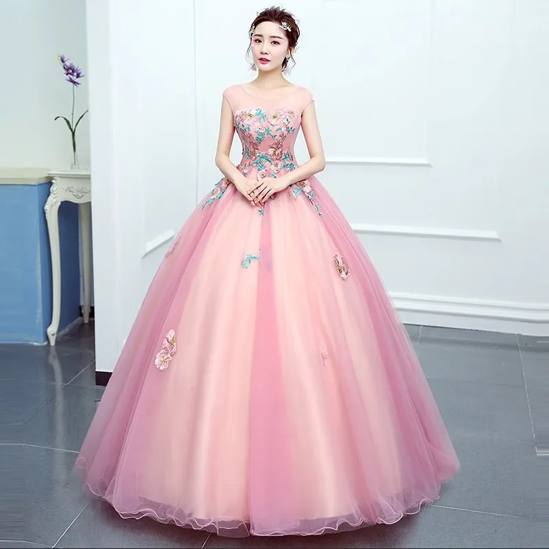 Customized Ball Gown Quinceanera Dresses Appliques Tulle Scoop Neck Prom Birthday Party Gowns Formal Vestido De 15 Anos Sweet 16