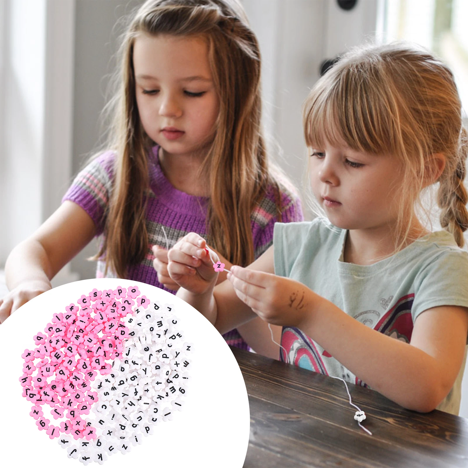 

200 Pcs Acrylic Letter Beads Jewelry for Making Flower Colored DIY Craft Bulk The Flowers Alphabet Shaped