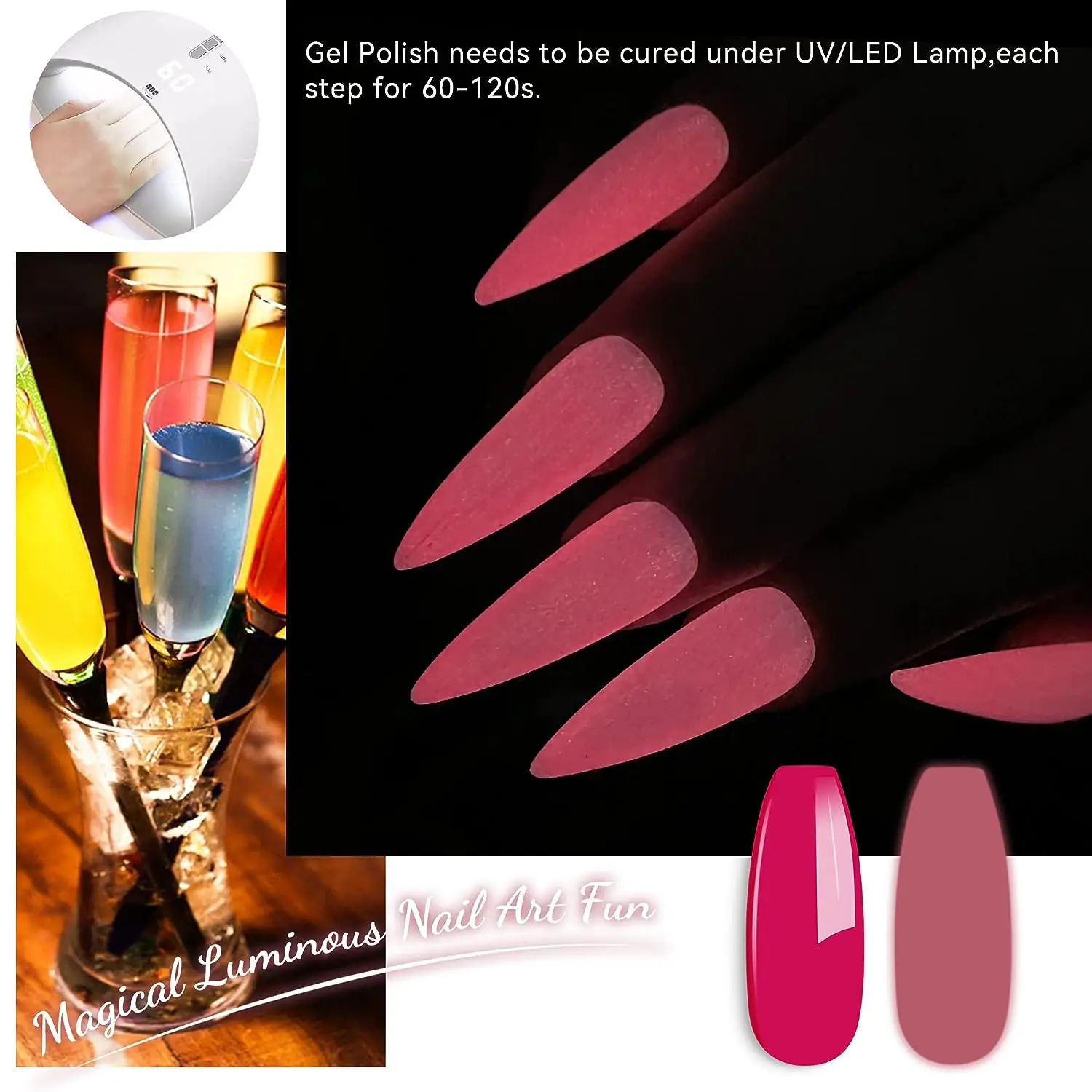 Polvo acrílico luminoso para uñas, fácil de mezclar, polvo acrílico que brilla en la oscuridad, adecuado para tallado de uñas, uso para el hogar, bricolaje y uñas