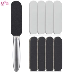 200pcs 13.2*4.1cm Foot Rasp Replacement Refill Sandpaper Cloth Sanding Paper Pedicure Stainless Metal Handle Feet Care Files