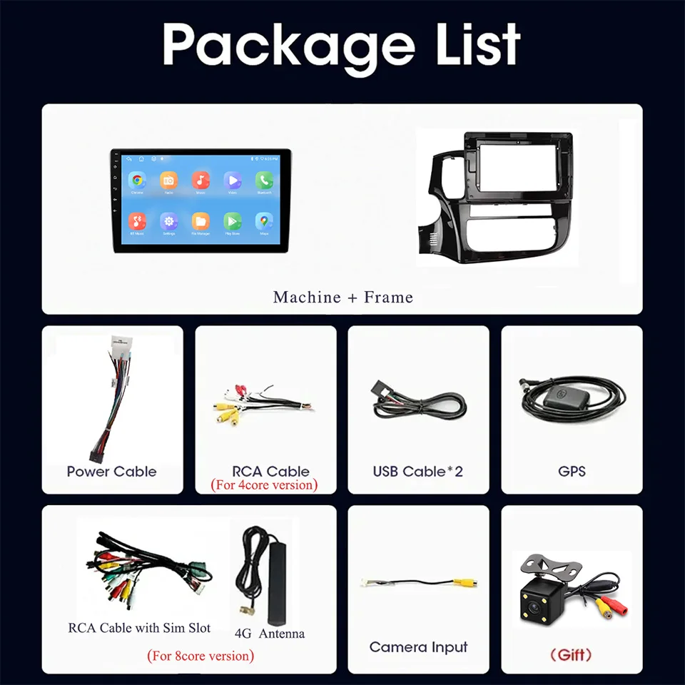 For Mitsubishi Outlander 2012 - 2018 8G+128G Android 14.0 4G Lte WiFi Car Radio Multimedia Video Player Navigation GPS Monitor