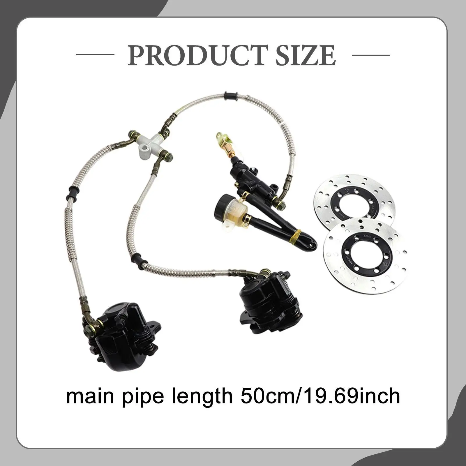 ゴーカートブレーキキット油圧式高性能リアブレーキアセンブリツインキャリパー交換用、250ccダートバイク、utvクワッドバイク用