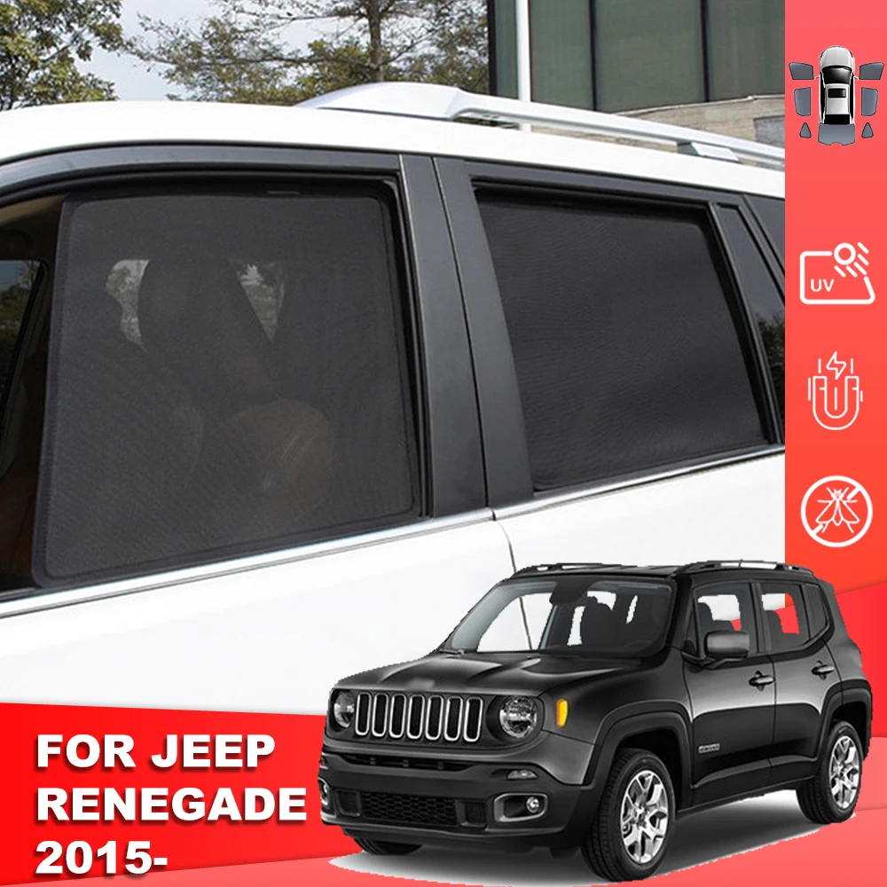 For Jeep Renegade 2015-2023 Car Sunshade Shield Rear Side Baby Window Sun Shade Visor Front Back Windshield Curtain Sunshield