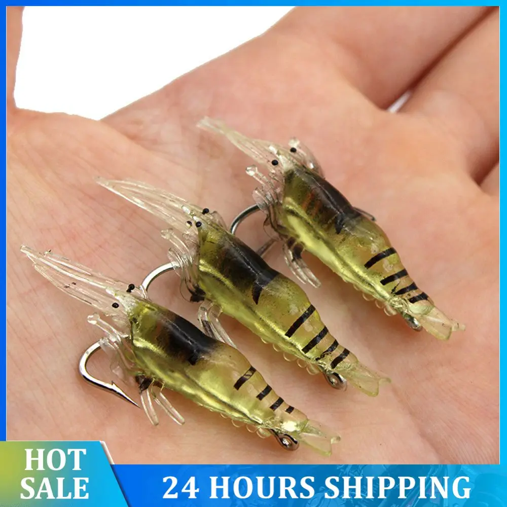 1pc Luya Bait Bionic Fishing Tackle Penetrating Hook Fish Accessories Soft Baits Fishing Lures Lifelike Bionic Grass Shrimp Bait