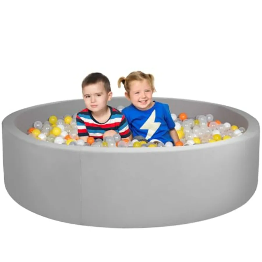 

48-дюймовый пенопластовый бассейн для малышей, мягкий круглый бассейн для шариков, светло-серый, для игр в помещении и на улице, идеальный подарок для младенцев, с шариками
