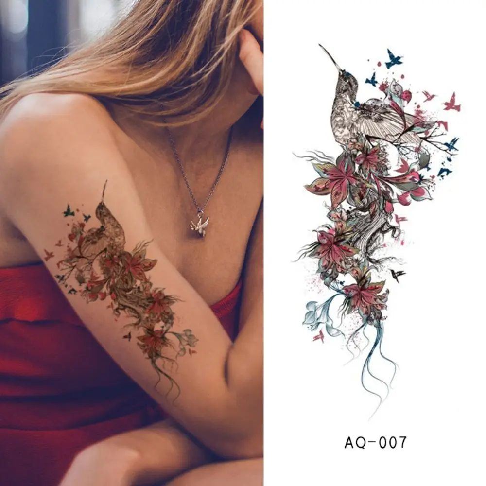 Autocollant de tatouage de bras Floral, différents Styles, imperméable, Rose, bras, fleur, sténo, bâton de tatouage temporaire, croquis, fleur colorée