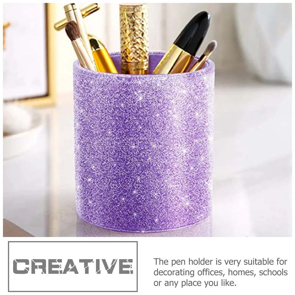 글리터 PU 펜 홀더 데스크탑 정리함 펜 연필 메이크업 브러쉬 안경 문구류 보관 버킷 데스크