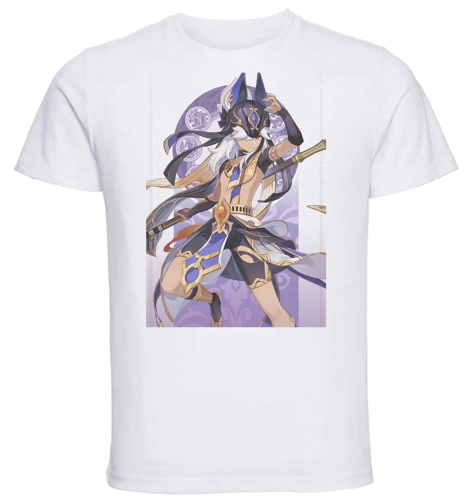 Unisex White Video Game T-Shirt - Genshin Impact - Cyno-