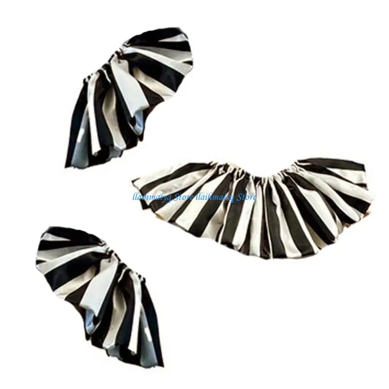

573B Decorative Stripy Neckline Embellishment Gothic Clown Wrist Cuffs Easy Wear