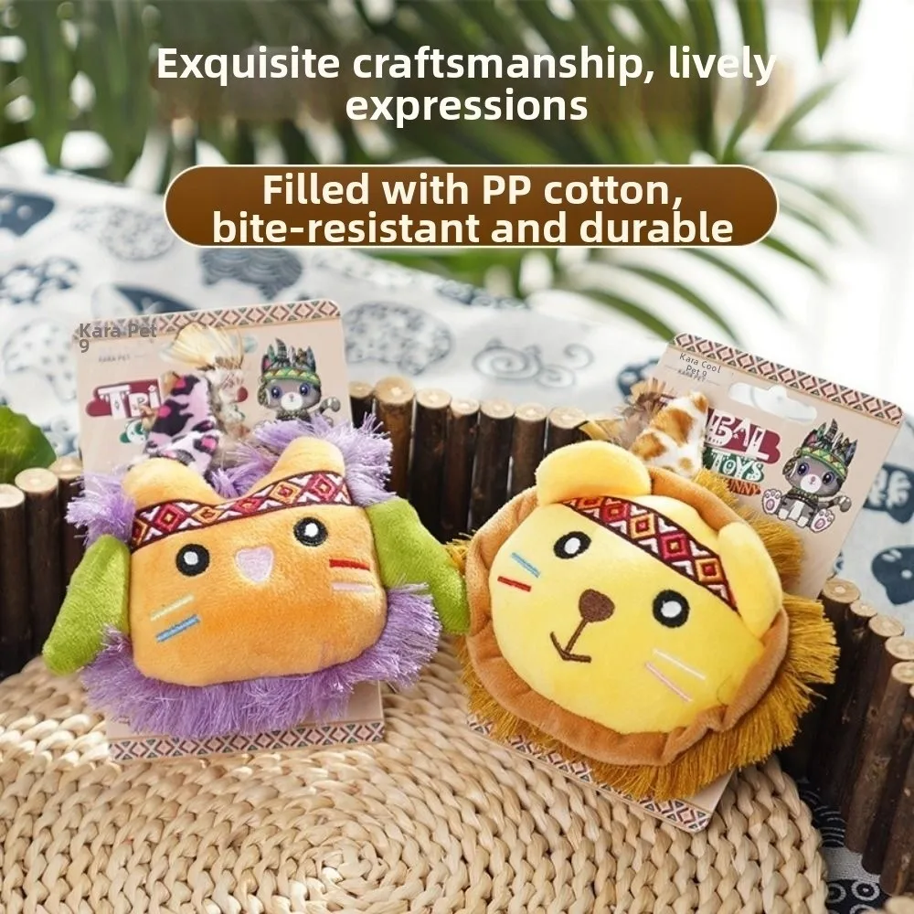 

Plush Catnip Chew Toys Teething Relief Biting Texture Interactive Cat Toy Self Play Feather Tassel Plush Feather Toys