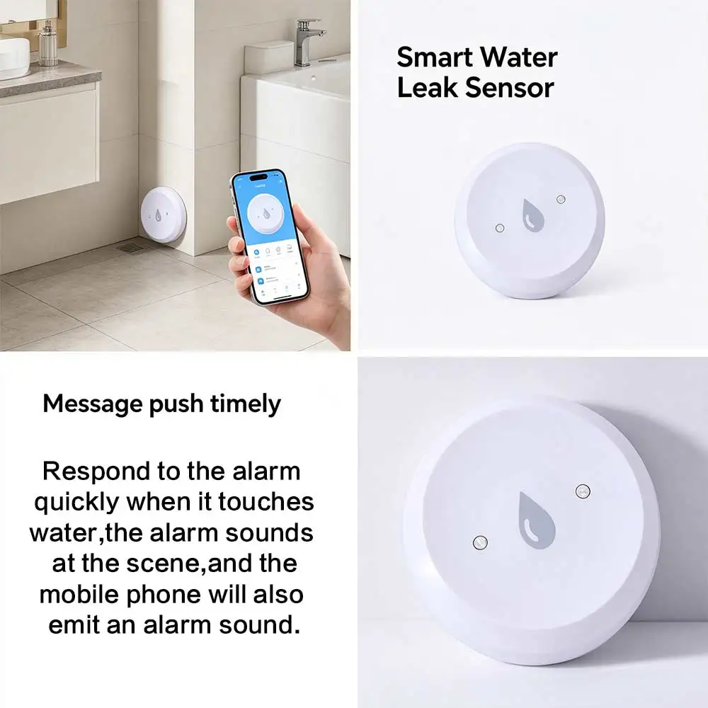 Alarm Function ZigBee Water Sensor APP Remote Monitoring Smart Life Control Flood Water Detector Support Home Assistant