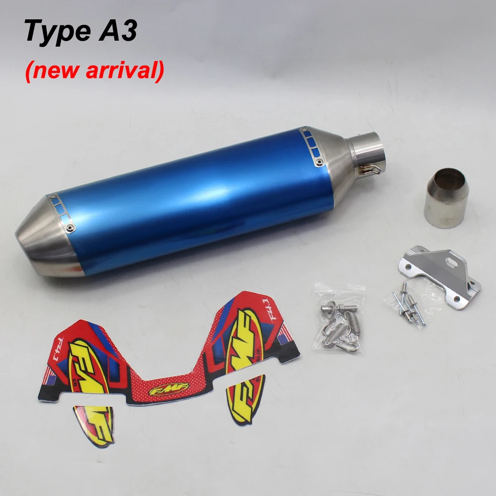 Länge 470mm Einlass 51mm Motorrad-Auspuffrohr FMF 4T Schalldämpfer mit Halterung Universal Motorrad Motocross Roller Auspuff Moto