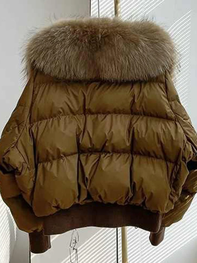 LANMREM-abrigo corto de algodón con cuello de piel grande para mujer, chaqueta cálida de plumón de pato blanco grueso, moda coreana, novedad de invierno, 2Z3024, 2024