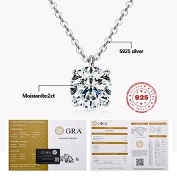 2Carat Moissanite Diamond S925 Sterling Silver Necklaces For Women D Color With GRA Certificate Can Be Detected By The Drill Pen