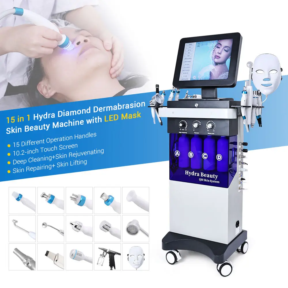 Appareil Hydro de Soins de la Peau 14 en 1 pour Salon de miles, Machine de SPA Professionnel pour Livres Faciaux, Diamant DermDe