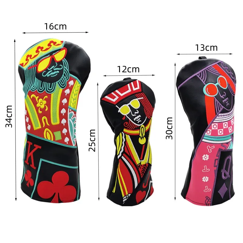 king and monarchess Golf Woods Headcovers Covers For Driver Fairway Hybrid 135H Clubs Set Heads PU Leather Unisex