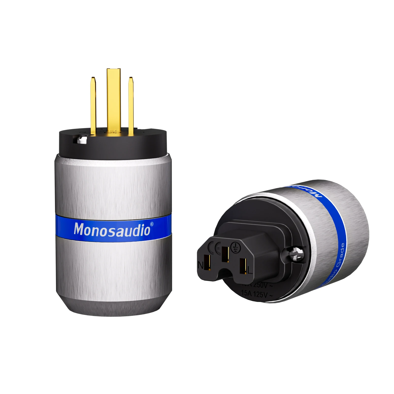 Monosaudio 4N Red Copper Hifi Gold/Rhodium Plated US Power Plug Electric Jack&IEC C15 Connector Audio Power Plug  MF106/MF107