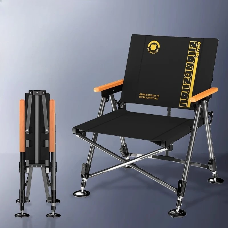 

500lbs Capacity All-Terrain Fishing Chair Telescopic Legs Rubber Feet for Wilderness and Pit Fishing Heavy Duty Camping Chair