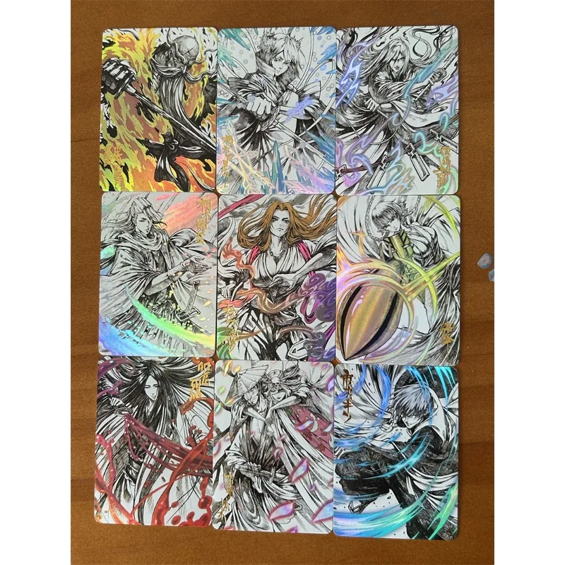 9pcs/set BLEACH Kuchiki Rukia Matsumoto Rangiku Self Made Refraction Flash Card Anime Classics Game Collection Cards Toy Gift