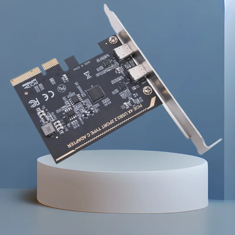 

Плата расширения PCIE — Dual Type C PCI Express X4 — Dual Port Type-C USB 3.2 GEN2 10 Гбит/с Riser Card Чип ASM1142 для настольных ПК