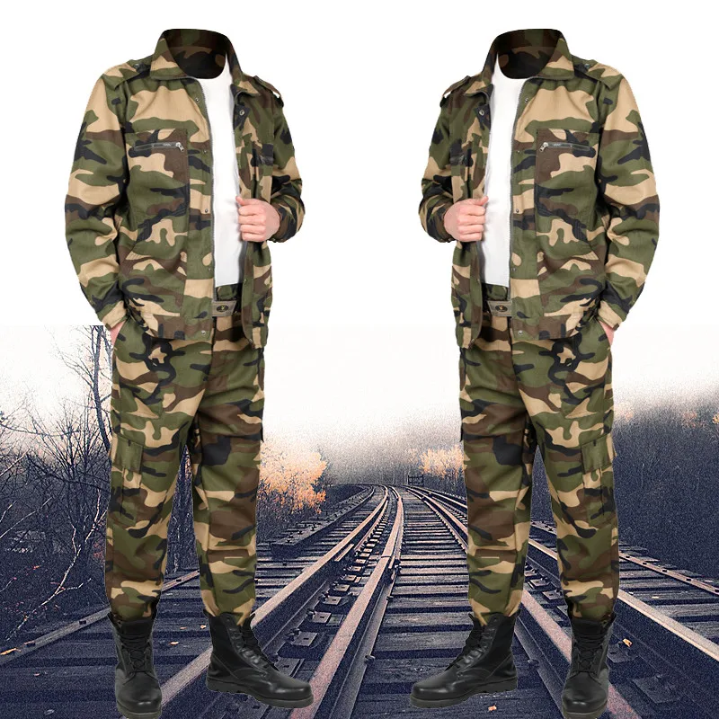 Thickened Camouflage Workwear Set for Men And Women Outdoor Construction Garment Resistant to Wear And Tear Autumn Workwear