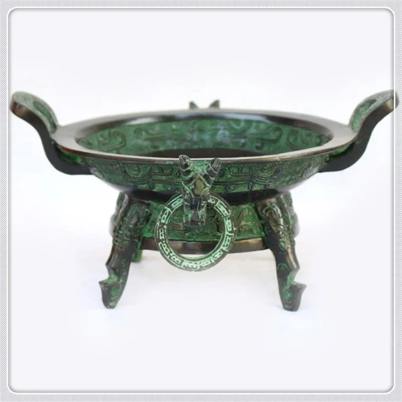 Jade Star Copper Craft Old Vegetable and Fruit Pangu People Tableware Dingshi Bronze Tripod Decoration Antique Bronze Props