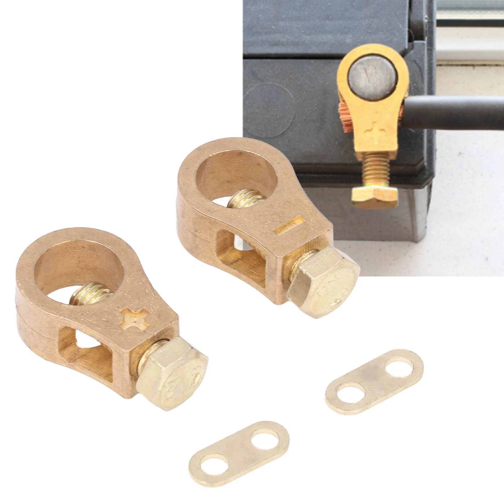 

2pcs Car Battery Terminal Wire Cable Clamp Copper Electric Battery Connector Clamps Auto Accessories