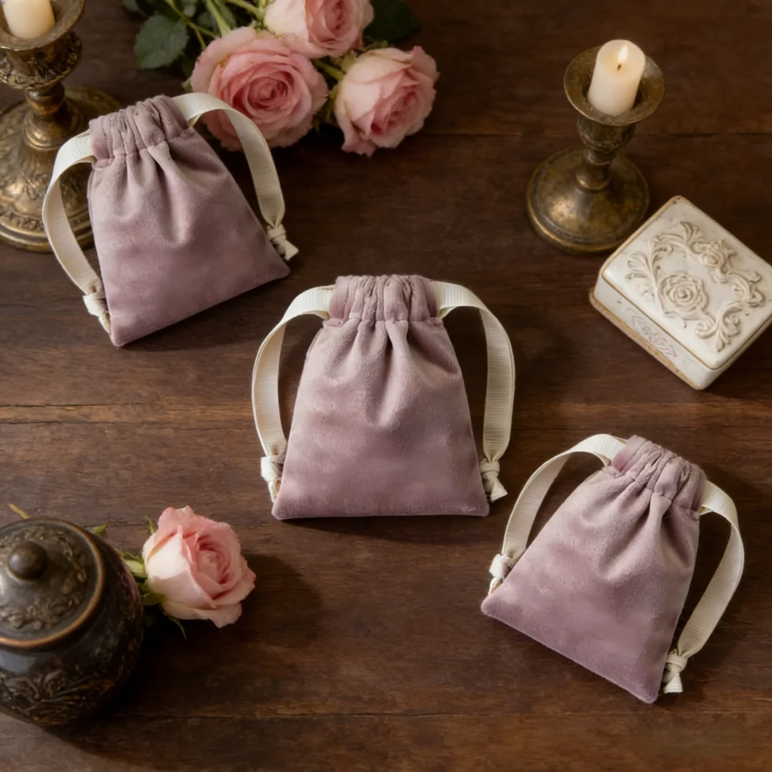 

10 шт. мягких бархатных мешочков на шнурке для ювелирных украшений, серег, подвесок и мелких личных вещей, отлично подходят для путешествий и домашнего использования