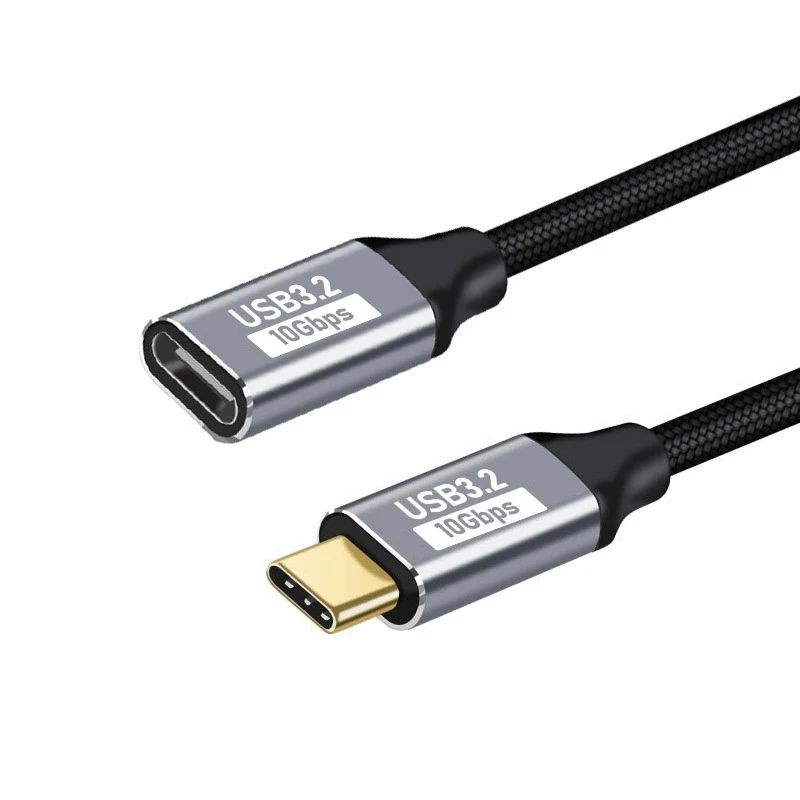 100W PD snellaadkabel 5A Type USB C 3.1 Gen 2 man-vrouw verlengsnoer 90 hoek 10 Gbps USB C extender datakabels