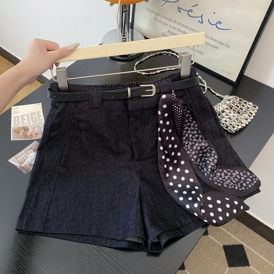 Y2K عادية خمر عالية الخصر الدانتيل يصل السراويل المرأة الصيف سليم صالح الصلبة واسعة الساق السراويل الشارع الشهير العصرية مثير كول فتاة الزي