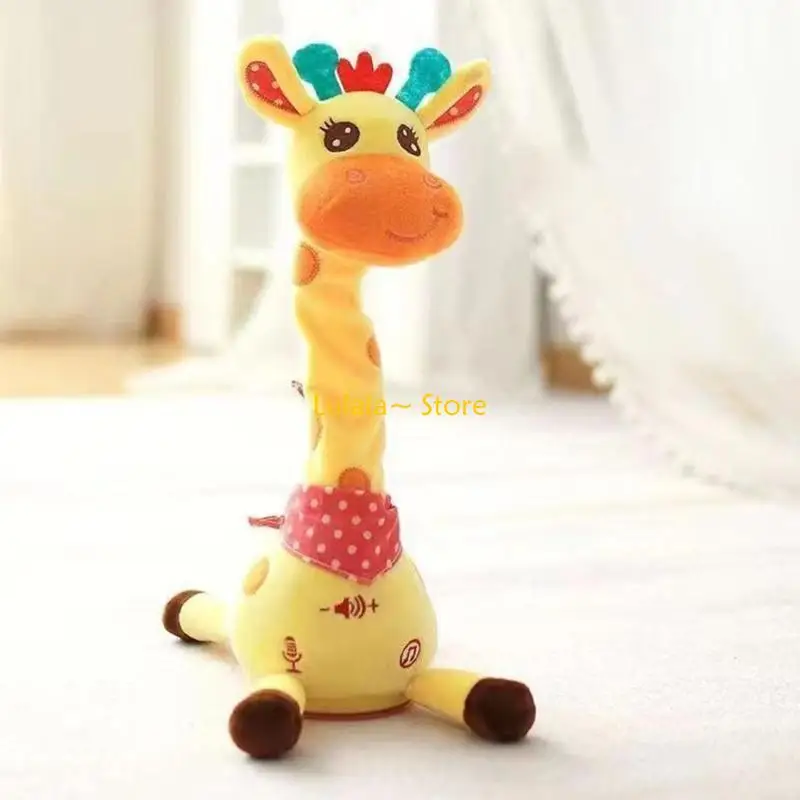 Y4QA Adorable Giraffe Plush To Tunes for Children Singing Dancing Doll