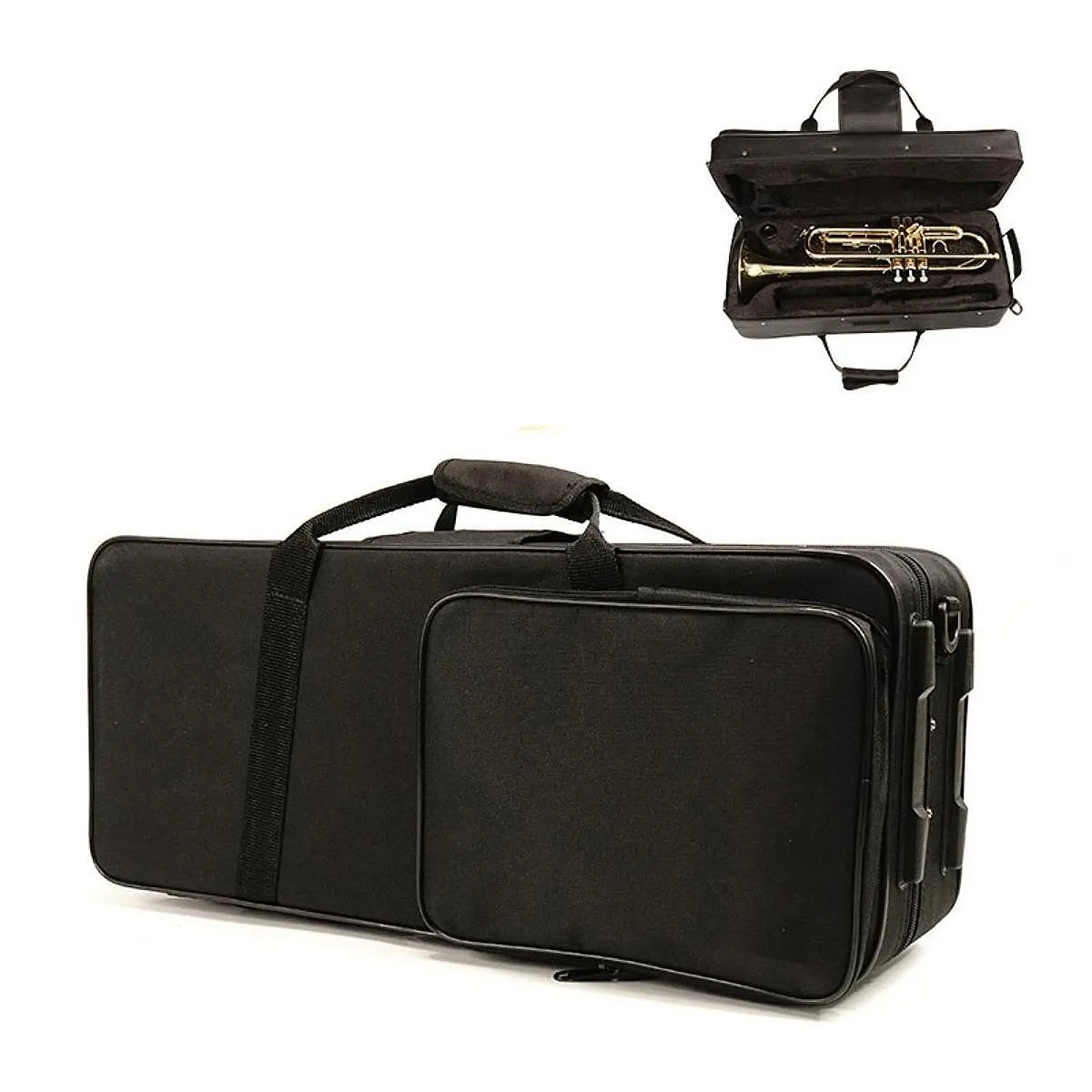 

Trumpet Backpack Storage Box With Foam Insert Waterproof & Shockproof Resistant Portable Double Shoulder Strap