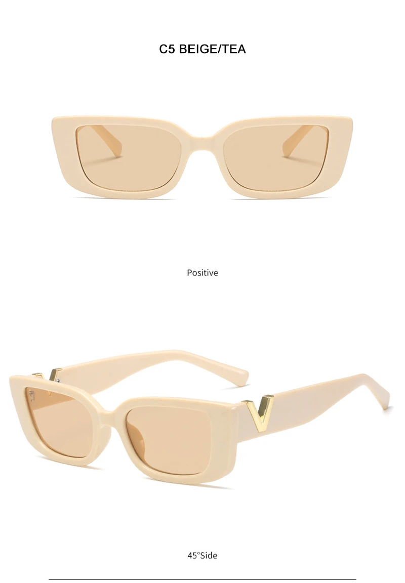 Modische Cat-Eye-Sonnenbrille, luxuriöse V-Sonnenbrille für Damen, klassische rechteckige Fahrbrille, UV400 – Detail 7