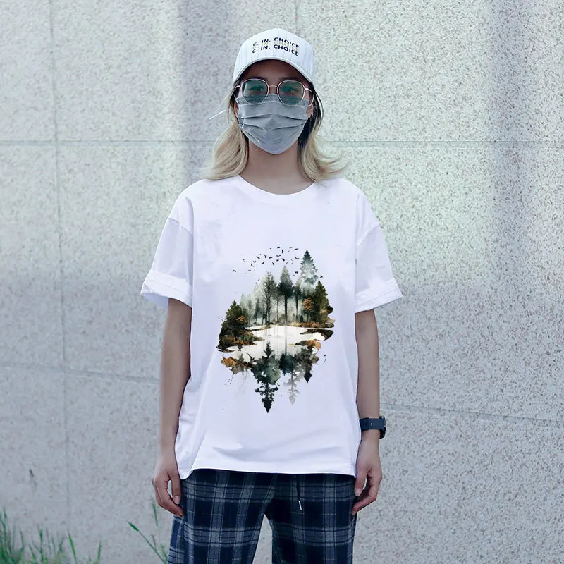 Landscape Animals Eagle long necked deer Heat Transfer Sticker Clothes Decoration Diy Accessory Print On T-Shirt Iron On Patch