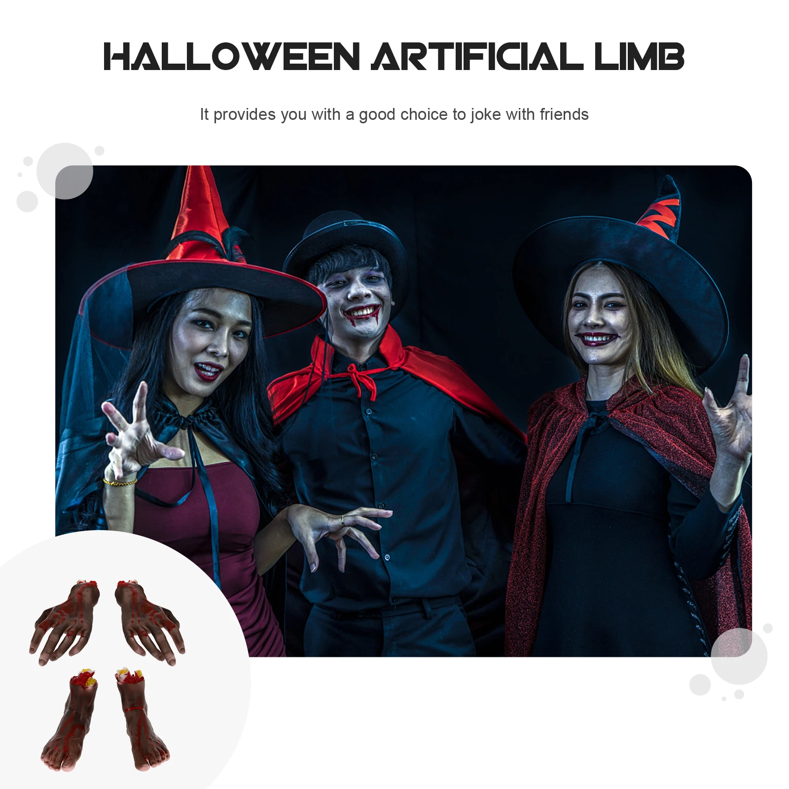 4-delige prothetische rekwisieten griezelige hand Halloween nepdecoraties speelgoedhanden vinyl bloedig