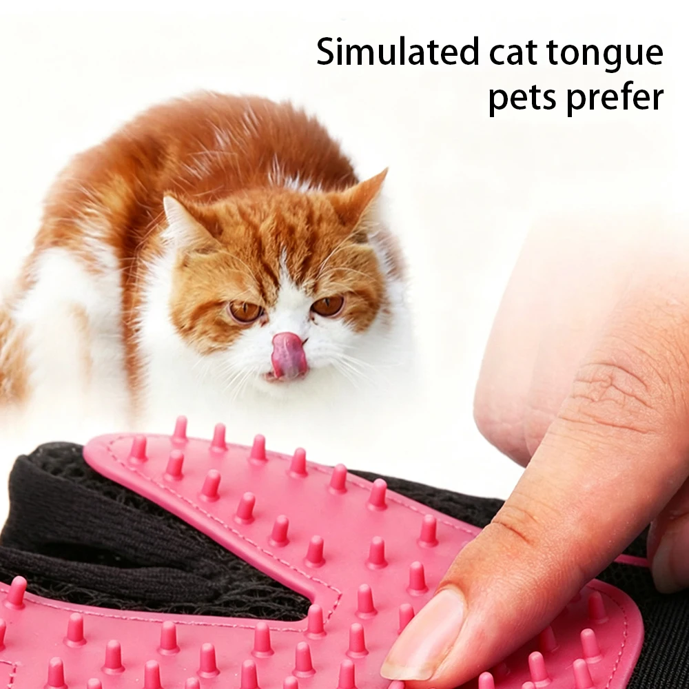 Cat Petting Gloves Left Right Hands Anti-bite Silicone Bath Gloves Remove Floating Hair Cat Dog Hair Comb Pet Cleaning Gloves
